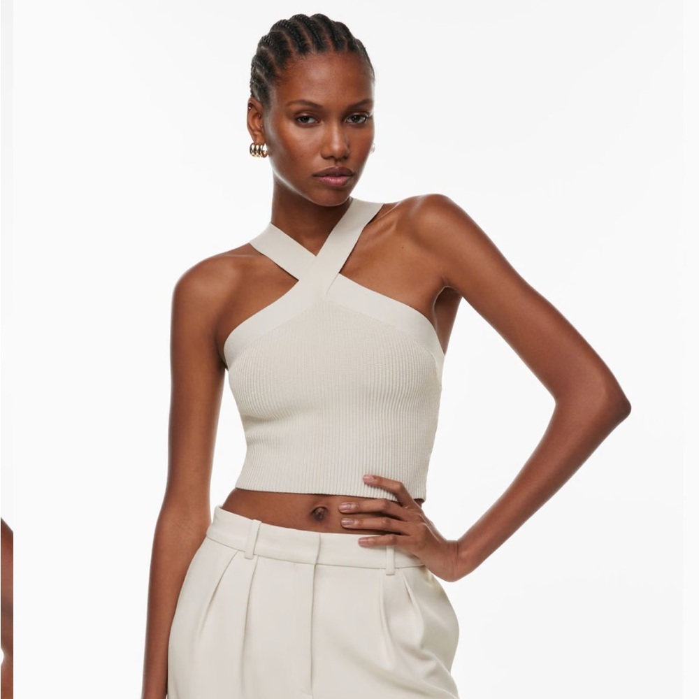 Aritzia Babaton Sculpt Knit Criss Cross Cropped Tank